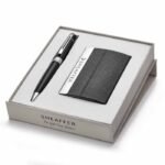 Sheaffer Giftset Glossy Black 300 Ballpoint Pen with CT and  Card Holder 9312