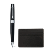 Sheaffer Giftset Glossy Black 300 Ballpoint Pen with Chrome Trim and  Card Holder 9312 - Image 2