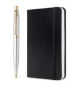 Sheaffer Giftset Chrome VFM Ballpoint Pen with Gold Trim and Notebook 9422 - Image 2