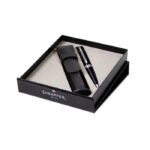 Sheaffer Giftset Glossy Black 300 Ballpoint Pen with Chrome Trim and Leather Pen Pouch 9312