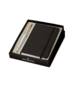 Sheaffer Giftset Chrome VFM Ballpoint Pen with Gold Trim and Notebook 9422