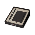 Sheaffer Giftset Glossy Black 300 Ballpoint Pen with Chrome Trim and  Card Holder 9312