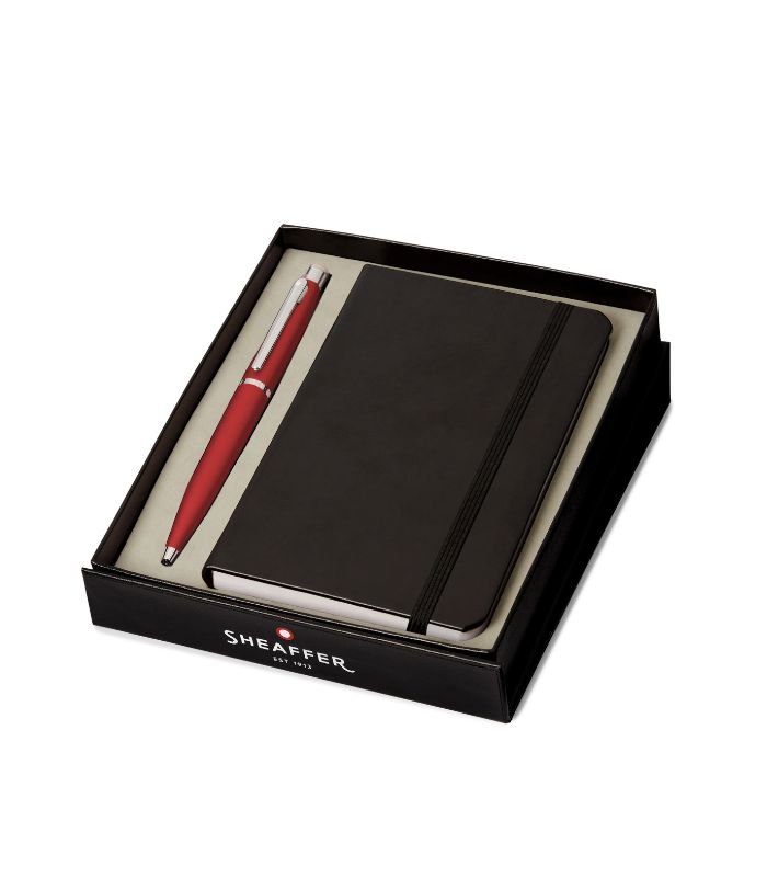 3 Sheaffer Giftset Excessive Red VFM Ballpoint Pen with Chrome Trim and Notebook 9403 - Image 1