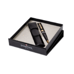 Sheaffer Giftset Glossy Black 300 Ballpoint Pen with Gold Trim and Leather Pen Pouch 9325