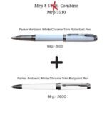 Parker Ambient White Chrome Trim Rollerball & Ballpoint Pen Set