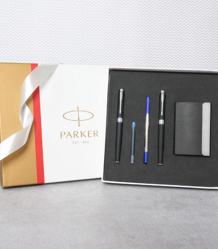 Parker Giftset Aster Matte Black CT Rollerball Pen + Fountain Pen