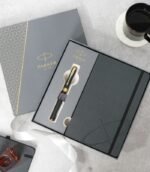 Parker Giftset Aster Matte Black GT Rollerball Pen + Large Black Notebook