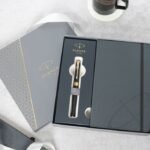 Parker Giftset Aster Matte Black GT Rollerball Pen + Large Black Notebook