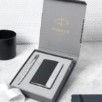 Parker Giftset Aster Shiny Silver CT Ballpoint Pen card holer giftset