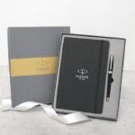 Parker Giftset Fusion Matte Black GT Ball Pen + Large Black Notebook A5