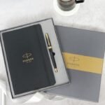Parker Giftset Lacque Black  GT Ball Pen + Large Black Notebook A5