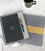 Parker Giftset Lacque Black  GT Ball Pen + Large Black Notebook A5
