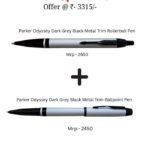 Parker Odyssey Pen Combo - Dark Grey Rollerball and Ballpoint Pen Set