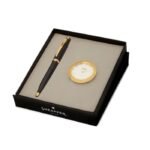 Sheaffer Giftset Glossy Black 100 Ballpoint Pen with GT and Sheaffer Table Clock 9322