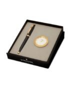 Sheaffer Giftset Glossy Black 100 Ballpoint Pen with GT and Sheaffer Table Clock 9322