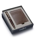 Sheaffer Giftset Glossy Brown Ballpoint Pen with GT and  Card Holder 9370