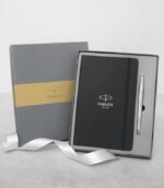Parker Giftset Fusion Shiny Chrome GT Ball Pen + Large Black Notebook A5