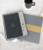 Parker Giftset Fusion Shiny Chrome GT Ball Pen + Large Black Notebook A5