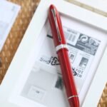 Moonman V60 Triangle Pen Red Bead Pen Silver Clip Fountain Pen 0.5mm MV60B-04