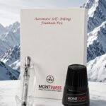 MontSwiss Automatic Self-Inking Fountain Pen Refillable Fountain Pen Medium Nib with Ink Bottle