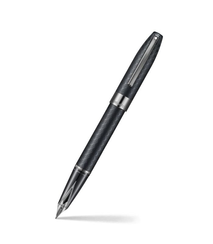 5 Sheaffer Legacy E9066 Chevron Matte Black with IP Gun Metal Nib and Trims Fountain Pen WP37030 - Image 1