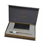 Parker Insignia Champagne Gold Black Metal Trim Ball Pen Gift Set with Card Holder