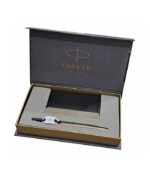 Parker Insignia Champagne Gold Black Metal Trim Ball Pen Gift Set with Card Holder
