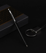 Parker Insignia Laque Black Chrome Trim Ball Pen Gift Set with Keychain - Image 2