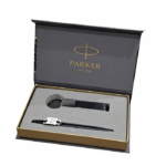 Parker Insignia Matte Black Black Metal Trim Ball Pen Gift Set with Keychain