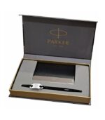 Parker Insignia Laque Black Black Metal Trim Ball Pen Gift Set with Card Holder