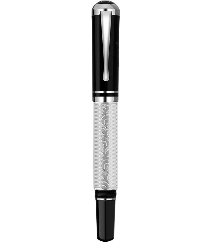 2 Majhon P138 Piston-Filling Fountain Pen – Silver-Plated Octahedral Etching - Image 1