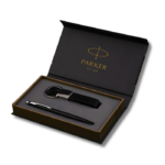 Parker Insignia Laque Black Chrome Trim Ball Pen Gift Set with Keychain