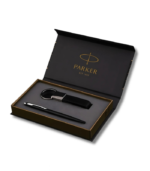 Parker Insignia Laque Black Chrome Trim Ball Pen Gift Set with Keychain