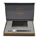 Parker Insignia Matte Black Chrome Trim Ball Pen Gift Set with Card Holder